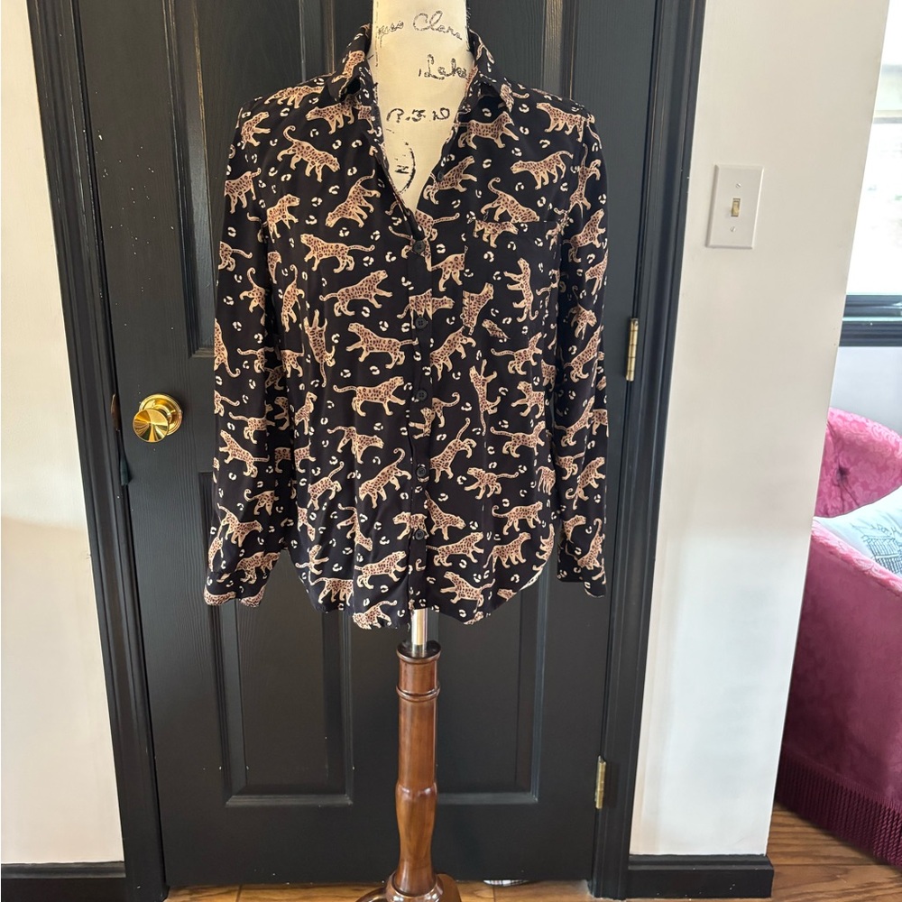 Black Leopard Print Blouse